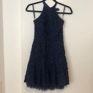 BCBG Maxazria Navy Blue Halter Cocktail Dress
